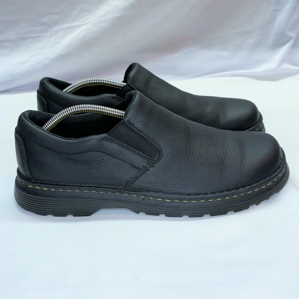 Dr Martens Boyle Slip On Black Leather Shoes Men's US 12 EU 46 Air Cushion Sole